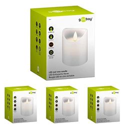 goobay 66519 Bougie LED blanche en cire véritable 7 5 x 10 cm, pour de nombreux espaces tels que la maison et loggia les bureaux écoles ou maisons de retraite, Paquet de 4