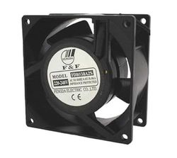 Ventilator 80 x 80 mm, 220 VAC, met wrijvingslagers, ideaal voor koeling in elektronische apparaten en ventilatieverbeteringen.
