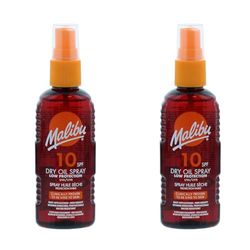 Malibu Sun SPF 10 Non-Greasy Dry Oil Spray for Tanning, Low Protection, Water Resistant, 100ml (Pack of 2)