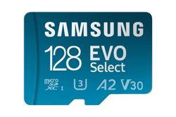 Samsung EVO Select (2024) microSD-kaart + SD-adapter, 128 GB, geheugenkaart voor smartphone en tablet, UHS-I U3, Full HD, 160 MB/s lezen, MB-ME128SA/EU