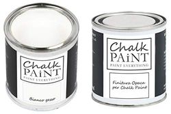 CHALK PAINT EVERYTHING Bianco Gesso & FINITURA - Kit Pronto Vernicia e Proteggi (250 ml + 250 ml)