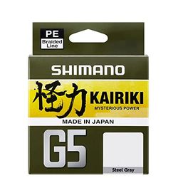 SHIMANO - Trenza de 5 hebras Kairiki G5 Steel Grey 150 m - D.0,18 mm - R.8 Kg - LDM51UE180150S