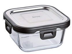 Spring Fusion2+ Boîte à repas carrée en verre et acier inoxydable 11,7 x 11,7 cm 320 ml