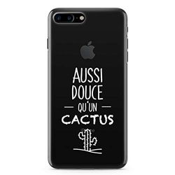 Zokko Beschermhoes voor iPhone 8 Plus Plus, zo zacht als cactus; maat iPhone 8 Plus Plus, zacht, transparant, witte inkt.