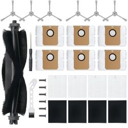 BUXEBUX 19Pack Replacement Parts Accessories for Eufy L60/L60 Hybrid/L60/L50 Series Robot Vacuums Kit, 1 Main Roller Brush, 4 Hepa Filters, 6 Side Brushes, 6 Dust Bags, 1 Screwdriver, 1 Clean Tool