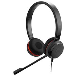 Jabra Evolve 20 - Auriculares Estéreo Certificados por Microsoft para VoIP Softphone - Cancelación Pasiva de Ruido - Cable USB con Unidad de Control - Negro