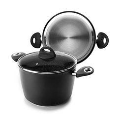 IBILI - Marmite Nature avec couvercle en verre, 20 cm, Antiadhésif style pierre, Compatible avec l’induction