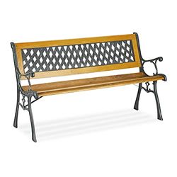 Relaxdays tuinbank, 2 zits, hout & gietijzer, balkon & terras, rustieke buitenbank, HBD: 73 x 125 x 52 cm, natuur/groen