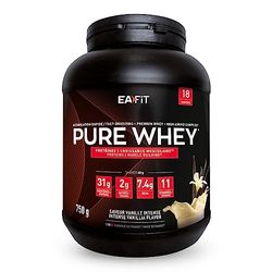 Pure Whey Vanille | EAFIT | Protéine | 31g de protéines Whey+7,6g de BCAA/shaker+magnesium | Musculation,Maintien et construction de la masse musculaire|Whey protein pour le sport | 750g