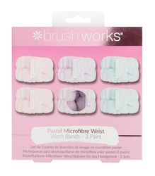 Brushworks Pastel Microfibre Wrist Wash Bands - 3 Pairs