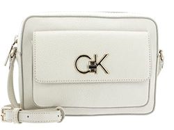 Calvin Klein Women RE-Lock Camera Bag with Flap PBl Crossovers, Dark Ecru, 7