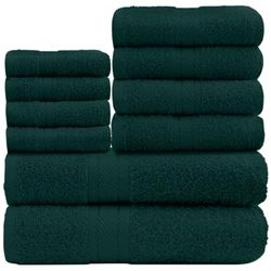GC GAVENO CAVAILIA 10 Piece Towel Bale Set | Quick Drying Cotton Towel Highly Absorbent 450 GSM Dark Green Towels Set | Bathroom Towels Bale Set 4x Face 4x Hand 2x Bath Towels