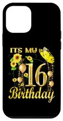 Carcasa para iPhone 12 mini It's My 16th Birthday 16 Year Old Girl Sunflower Butterfly