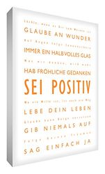 Feel Good Art Sois Positif Toile sur Cadre Mural de Style Moderne/Typographique Orange/Blanc 40 X 30 cm