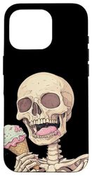 Funny Summer Skeleton with Ice Cream in Hand Costume Case for iPhone 16 Pro