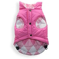 Hip Doggie HD-5rpvpa-M réversible Puffer Vest – Argyle – Veste pour Chien, M, Rose