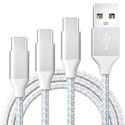 BIBTIM Cable Cargador USB C 1M 2M 3M, 3-Pack Rápida 3A Tejido USB A a C 480 Mbps Transferencia de Datos Compatible con Samsung Galaxy Sony Xperia Huawei Pixel HTC