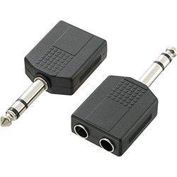 Speaka Professional SP-7870192 - Adattatore audio a Y con jack da 6,35 mm, 2 prese jack da 6,35 mm, colore: Nero