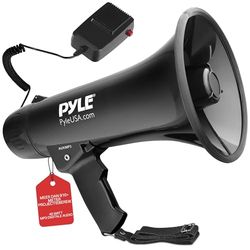 Pyle Megafoon –Draagbare Luidspreker- PA Luidsprekerhoorn met Ingebouwde Sirene - Verstelbare Volumeregeling -1100 Meter Bereik - Zwart