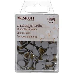 Westcott Pinezki białe 200 sztuk | E-10590 00 pinezki z powłoką z tworzywa sztucznego | średnica łba 10 mm | E-10590 00