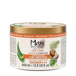 Maui Moisture | Masque capillaire Smoothie Curl Care + Coconut Oil (pot de 400 ml) – Soin cheveux hydratant à l'huile de noix de coco – Masque végan pour cheveux épaix et bouclés