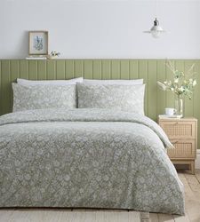 Simply Charlotte Olivia Parure de lit avec Housse de Couette Motif Floral Vert Sauge