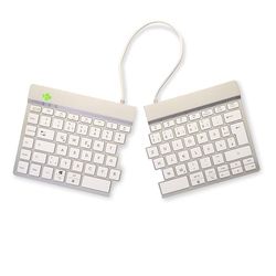 R-Go Split Teclado Bluetooth 5.0, con Software Anti-RSI, diseño ergonómico con Teclado Dividido, Controles Multimedia, diseño alemán QWERTZ, Compatible con Windows/MacOS, Blanco