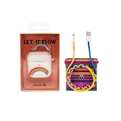 Pack Housse Airpods Let it Flow + Câble Données USB-Lightning Fil Saumon