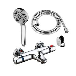 DP rubinetteria – Set termostatico Extremadura, con manico, Flexo e supporto inclusi.
