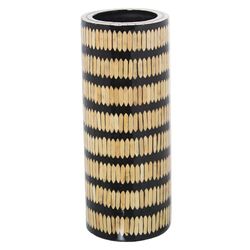 DRW Jarron de Suelo de Madera DM en Natural y Negro 19x49cm