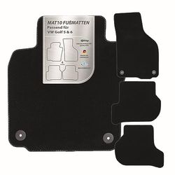 MAT10 Silver-Line: VW Golf VI compact car and Variant 2008-10 - 2012-12 / Scirocco III 2008-05 - 2017-11 / Golf V compact car and Variant 2007-01-2008-09 black fit 4-piece velour.
