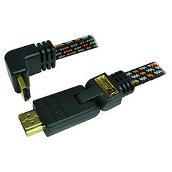 HDMI-kabel 1,4, 3 m, plat, geweven, verguld