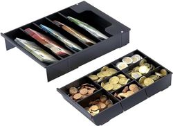ACROPAQ - Cassetto per cassa - Compatibile con tutti i cassetti da 33 cm di larghezza, 4 monete e 8 scomparti per banconote - Nero