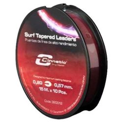CINNETIC – Surf Taper Leader 10 x 15, Couleur Rouge, Taille 0.18 – 0.574 mm