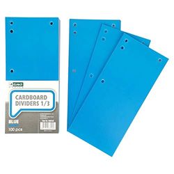 D.RECT Pack of 100 Cardboard Dividers | Paper Separation Strips | 1/3 A4 Sheet, 11x24cm, 160g | for Perfect Separation of Binders | Divider Strips | Color Blue
