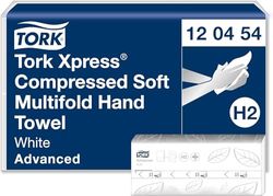 Tork Xpress Compressed Soft Multifold Hand Towels Blanc H2, Advanced, 2-ply, M-fold, Large, 12 x 200 Feuilles, 120454