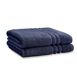 Catherine Lansfield Zero Twist Par de Toallas de baño, Algodón, Azul Marino, Bath Sheet Pair, 2