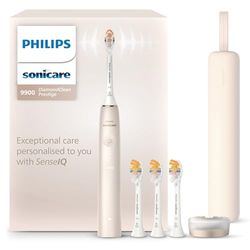 Philips Sonicare DiamondClean 9900 Prestige - Spazzolino elettrico con tecnologia SenseIQ e app, 5 modalità di pulizia, custodia da viaggio per la ricarica, Champagne, modello HX9992/44