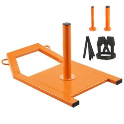 VEVOR Traîneau de Puissance Fitness, Traineau de Résistance en Acier, Équipement d'Entraînement de Force, de Vitesse et d’Explosivité, Convient aux Disques de Poids de 25 et 42 mm, Gym, Orange