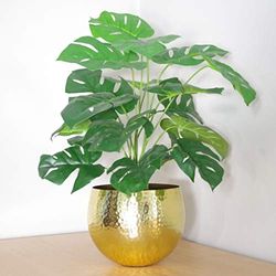 Leaf Plante Artificielle Monstera avec Pot en Métal Doré 60 cm