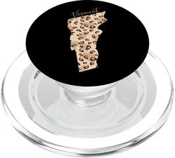 Vermont - Mapa con estampado de leopardo Leo State of Vermont PopSockets PopGrip para MagSafe