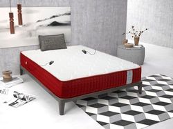 Imperial Confort 619266 Matelas Helsinki Massage 25, Mousse à mémoire de Forme Mélange de Coton, Blanc-Rouge, 150x200