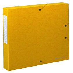 Exacompta - Ref 50819E - Scotten Filing Box - 250 x 330mm in Size, Suitable for Holding A4 Documents, 40mm Spine, 600gsm Genuine Pressboard, Spine Label - Yellow
