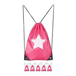 Relaxdays unisex – vuxna träningsväska stjärnor, 6-pack, dragsko, sportväska kvinnor, män, barn, 39 x 29 cm, hipsterväska, svart rosa 39 x 29 cm