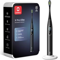 Oclean X Pro Elite Brosse à dents électrique, Brosse à dent sonique sileusieux, Écran Intelligent, 4 Modes&35 Jours Autonomie, Suivi en temps réel, Minuteur et Rappel 30s, IPX7, Noir