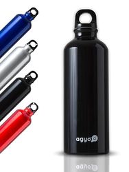 IPEA Botella no térmica muy ligera de aluminio – 500 ml – Botella no térmica de metal para bebidas y deportes para llevar de viaje, al aire libre, trabajo, oficina, escuela – con mosquetón – Negro