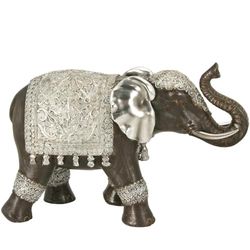 FIGURA ELEFANTE RESINA PLATEADO/NEGRO WENGUE_30X21X11 CM