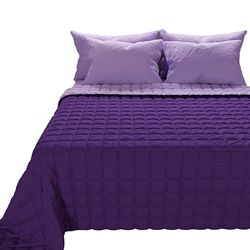 PETTI ARTIGIANI ITALIANI - Colcha dupla reversível, 240 x 260 cm em microfibra, cobertura para cama de primavera de casal, edredão reversível 2 pessoas, lilás violeta, 100% fabricada na Itália
