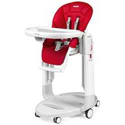 Peg Perego Tatamia Follow Me Multifunctionele kinderstoel voor pasgeborenen, babyligstoel, schommelstoel, 6 wielen, inklapbaar, voor kinderen van 0 tot 3 jaar (0-15 kg), aardbeien