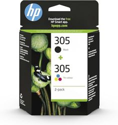 HP 305 Nero e Tricromia, 6ZD17AE, Originali HP, Compatibili con Stampanti HP DeskJet serie 2700, 4100, HP ENVY serie 6020, 6030, 6420, e 6430, 2 unità (confezione da 1)